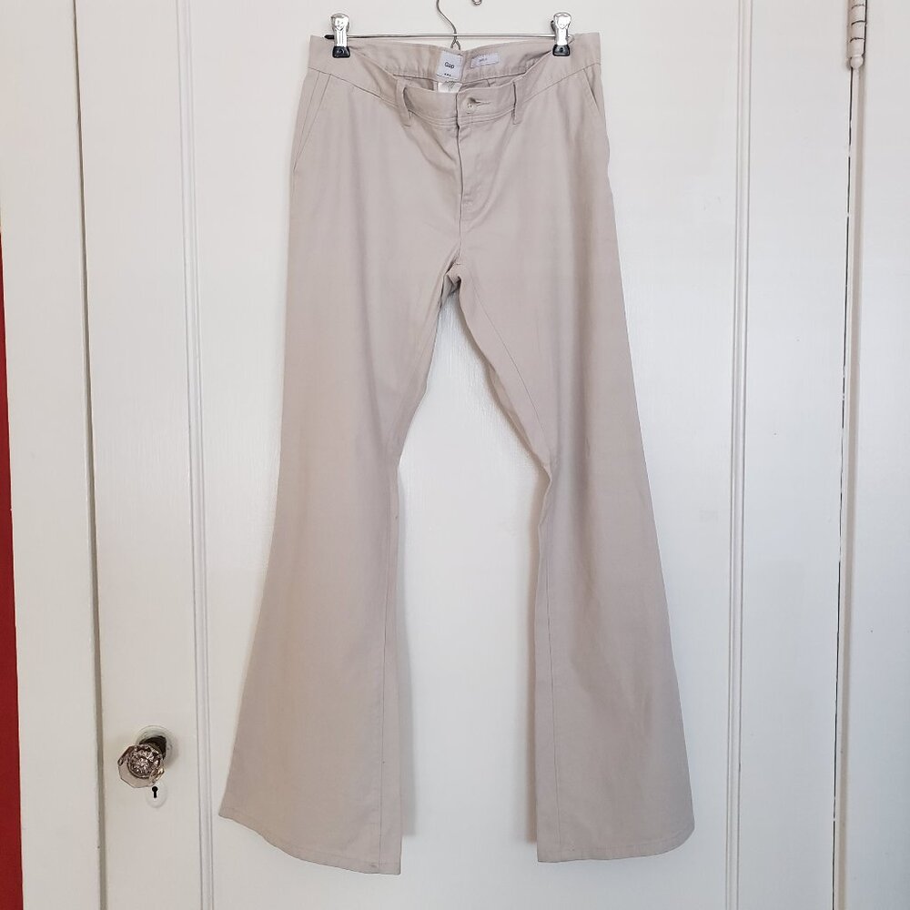 GAP Factory Low Rise Flare Jeans Women's 6R Ivory Stone Ecru Stretch Denim